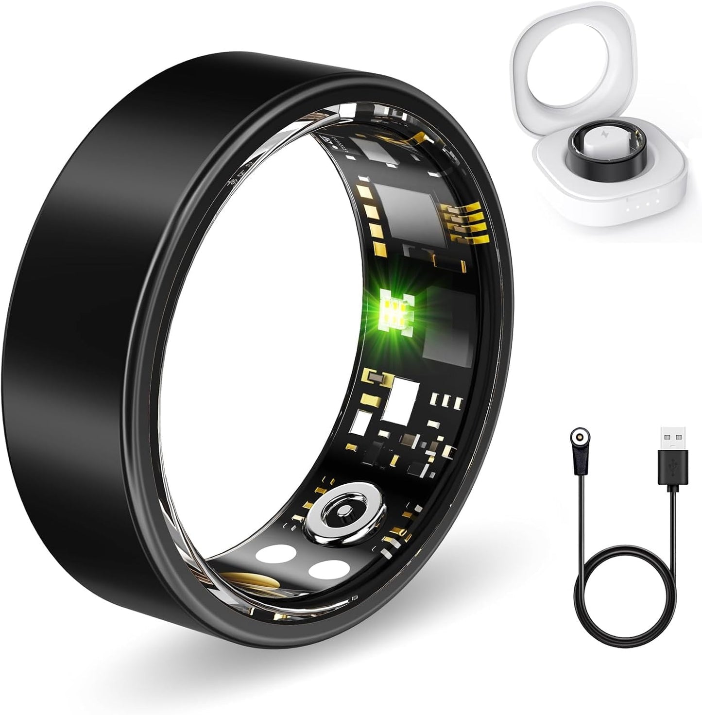 Smart Rings for Women Men, Fitness Ring with Heart Rate, Blood Oxygen, HRV, Stress, Sleep Tracker, Step Tracker, No Subscription Fee, lP68 Waterproof Smart Ring for iPhone & Android (Black 12#)