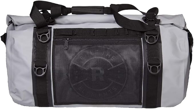 Waterproof Duffle Bag for Travel and Camping with Roll-Top Closure, Durable, All-Weather, and Versatile Dry Bag - Rockagator Mammoth Series (60 Liter, Grey/Black)
