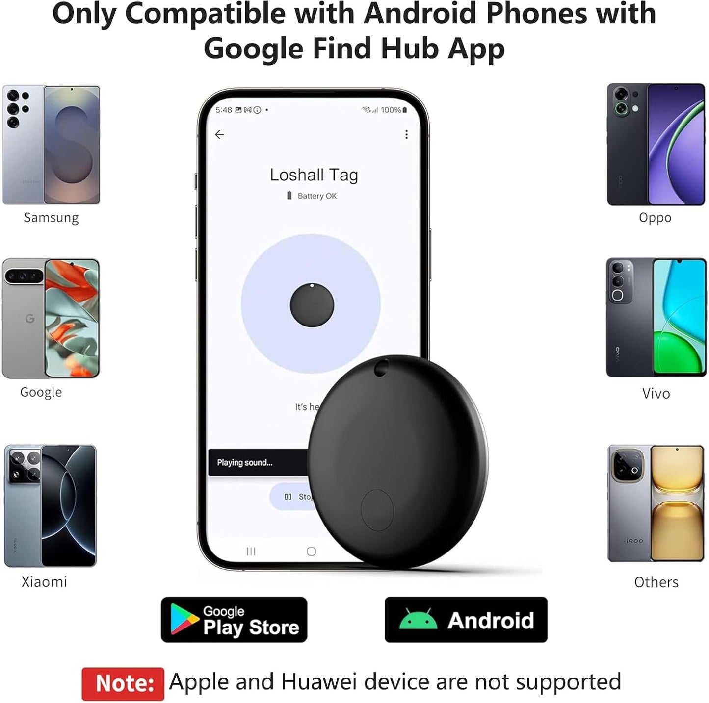 Frylaa GPS Tracker for Vehicles,Hidden GPS Car Tracker with Magnetic Case,Work with Google Find My(Android