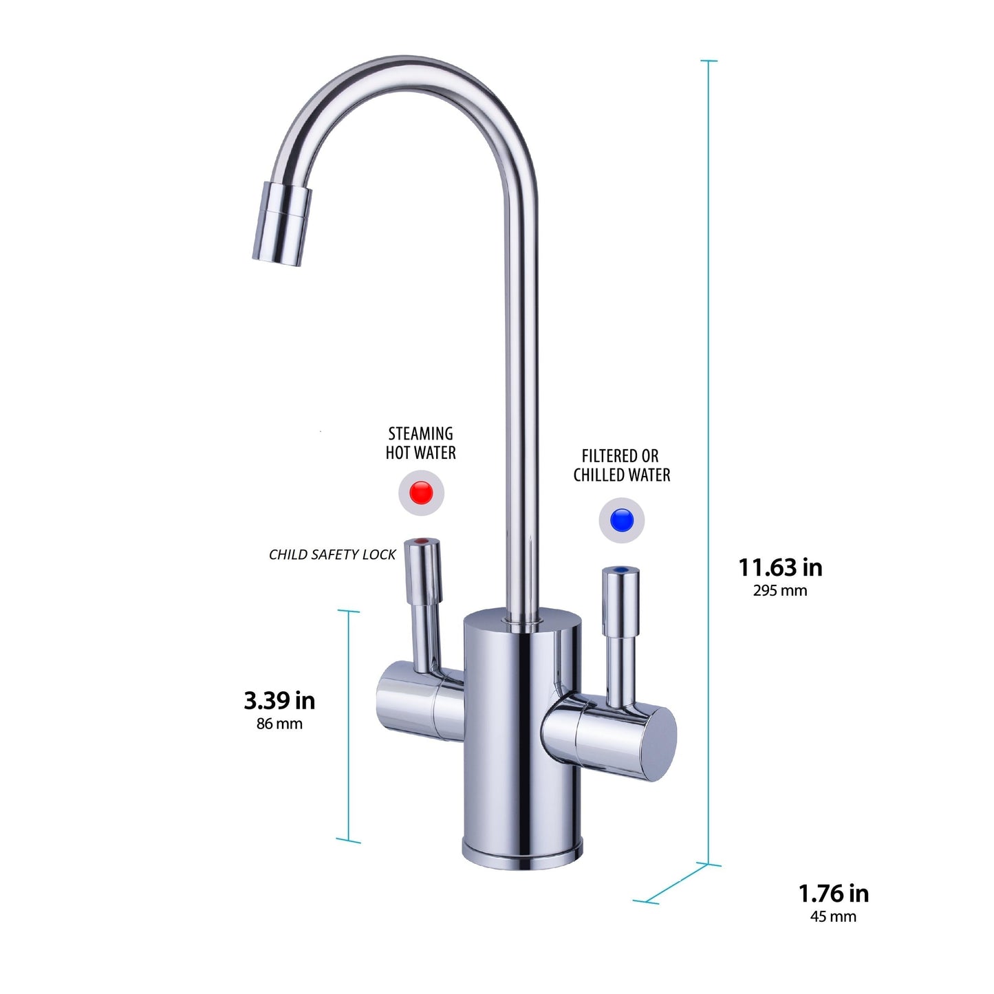 American Standard ASH-110 Hot Water Dispenser, Includes Polished Chrome Dual Handle Water Faucet 780 Watts, 110v