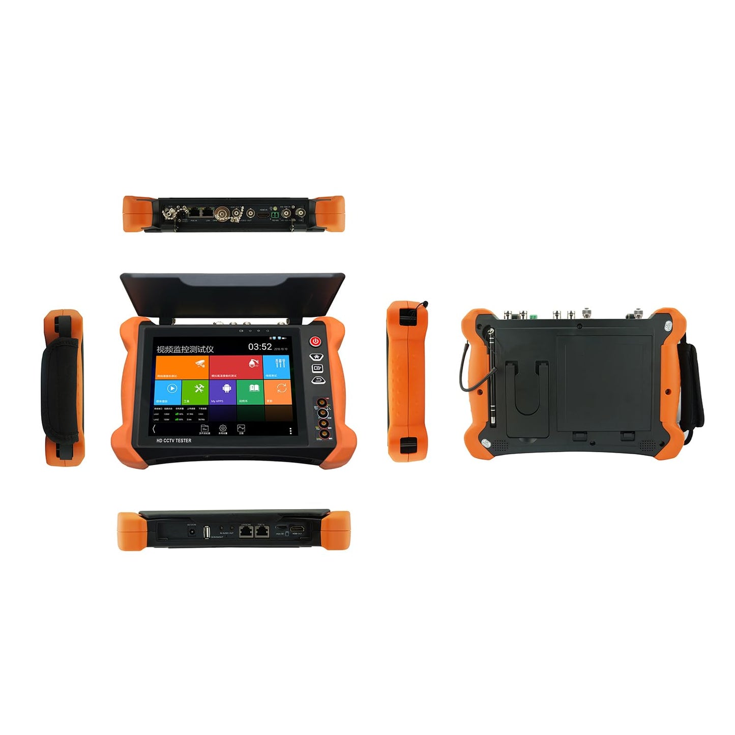 EVERSECU 8 Inch All in One Retina Display CCTV Tester,8K 32MP 12MP IP Camera Tester,4K 8MP TVI/CVI/AHD/SDI/CVBS CCTV Monitor Support DMM, OPM, VFL, TDR,Network Tools,WiFi,HDMI
