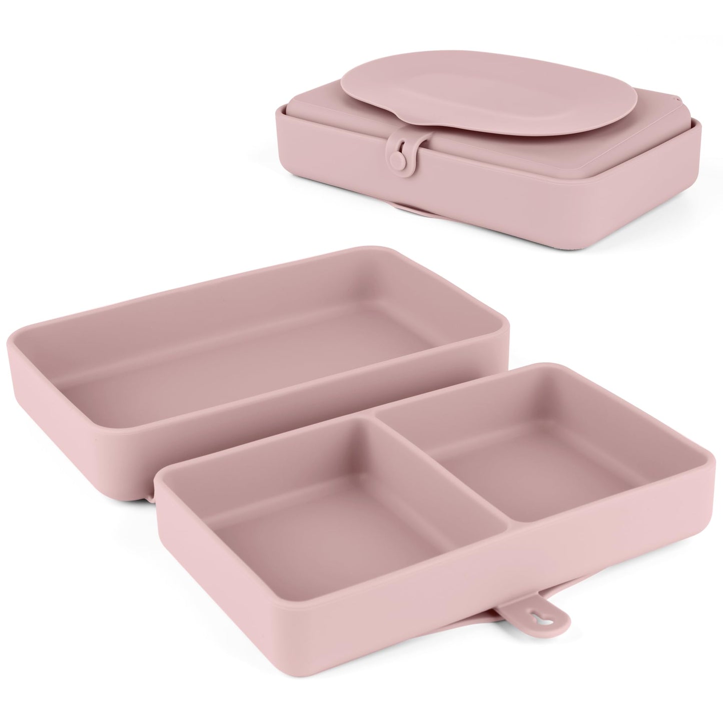 Nearbyme Silicone Baby Plate, Foldable & Compact Food Grade Silicone Plates, Foldable Toddler Travel Essential with Suction for Toddlers (Blush)