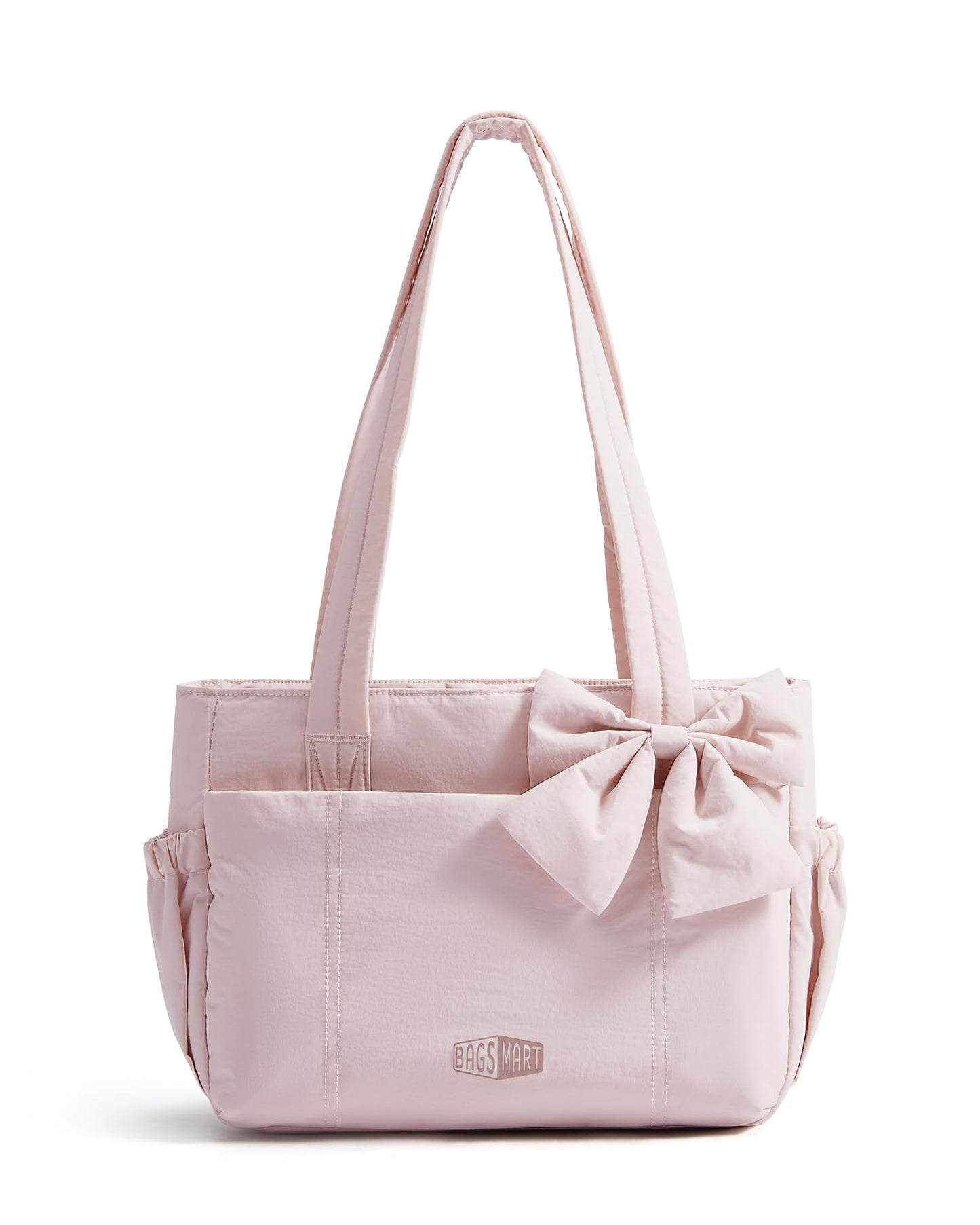 BAGAMSRT Crush Bow Tote Bag for Women, Large Work Tote with 40oz Tumbler, Puffer Travel Tote Bag for Work
