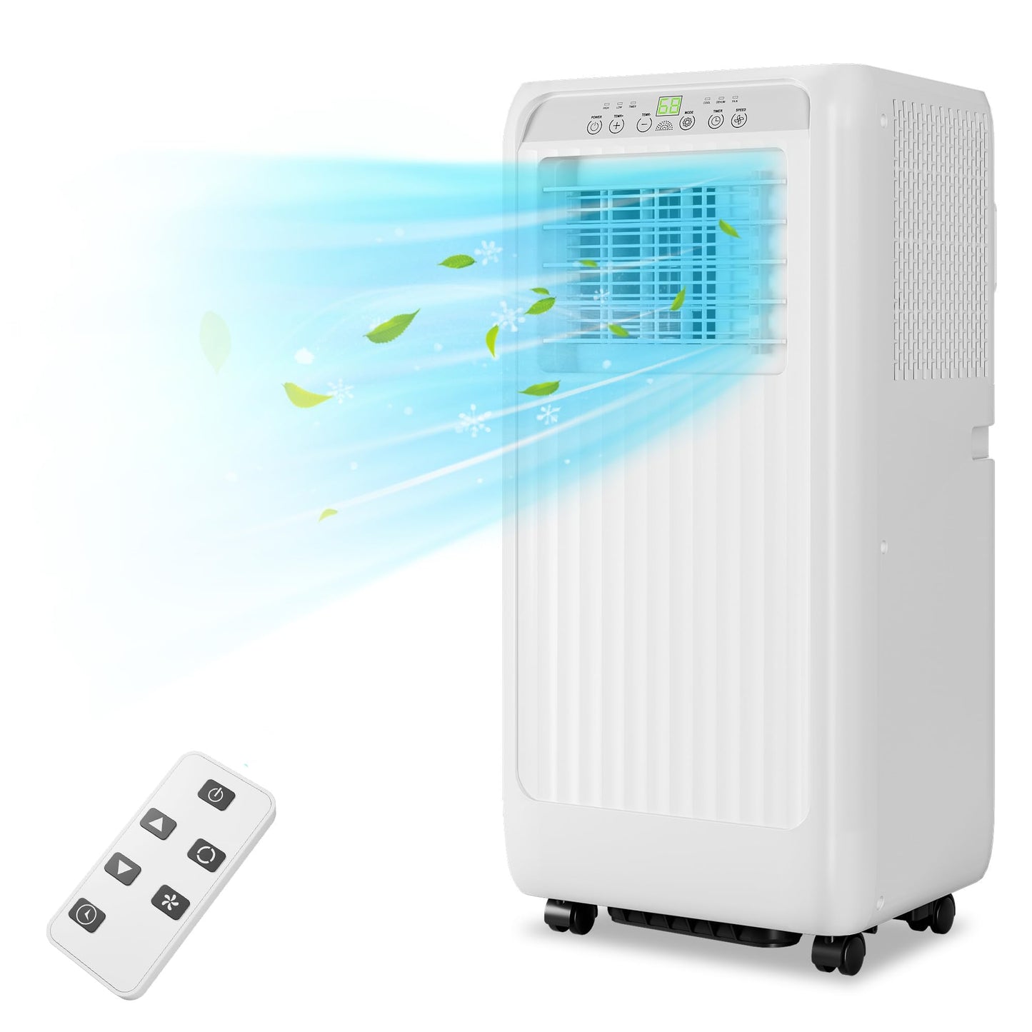 Portable Air Conditioners, 10000 BTU Cooling Capacity for Up to 450 Sq. Ft, Multi-Functional AC Unit with Fan, Dehumidifier, Remote Control, Quiet Operation for Home and Office, White
