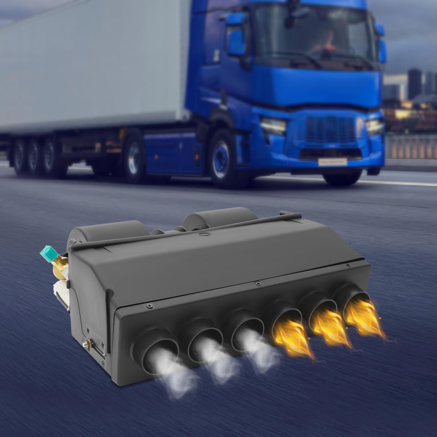 12V Air Conditioning Evaporator Hot and Cold Dual Use for Trucks Vans Heavy Equipment, 3 Levels Adjustable Wind, 3640 kcal/h Cooling 3114 kcal/h Heating Capacity with Installation Brackets