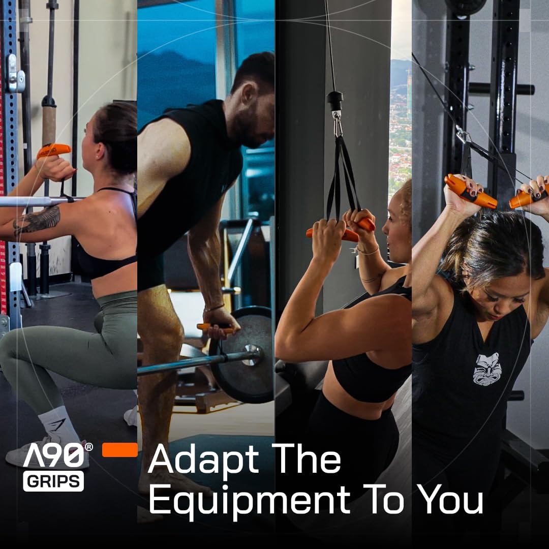 Angles90 Grips - The Original Gym Pull Up Grip Handles | Gym Handles - Lat Pulldown Attachments - Perfect Grips for T-bar Row, Cable Machine, D Handle - Grip Strength Trainer - Gym Equipment - Lat Bar