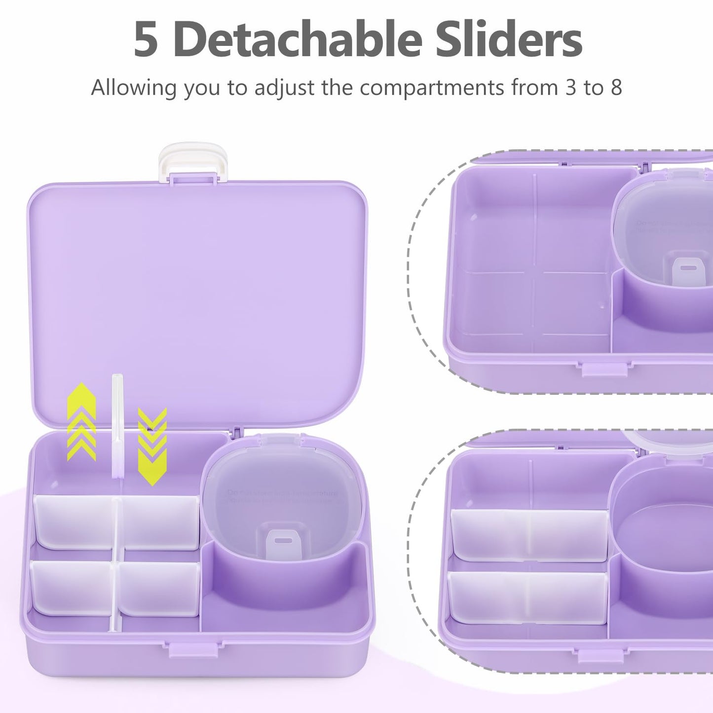 JOOPETALK 2 Pack Kids Lunch Box with Leak Proof Snack Container, 8 Compartments with Detachable Dividers, BPA-Free & Dishwasher Safe Bento Box for School Travel, Pink