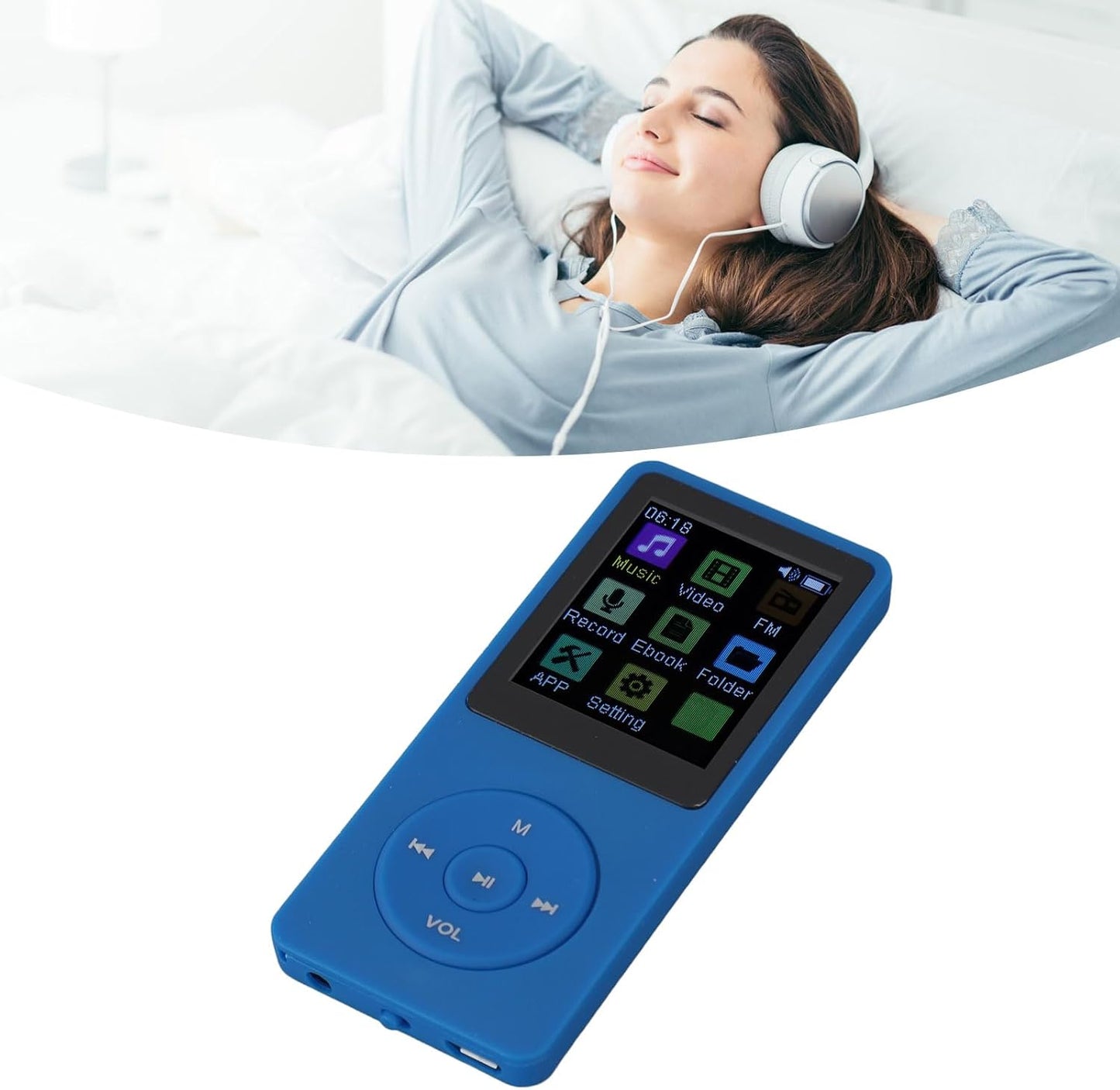 Yunseity MP3 5.0, MP3 1.82in Player with Bluetooth Portable Music Player with Screen, Smart Noise Reduction Digital