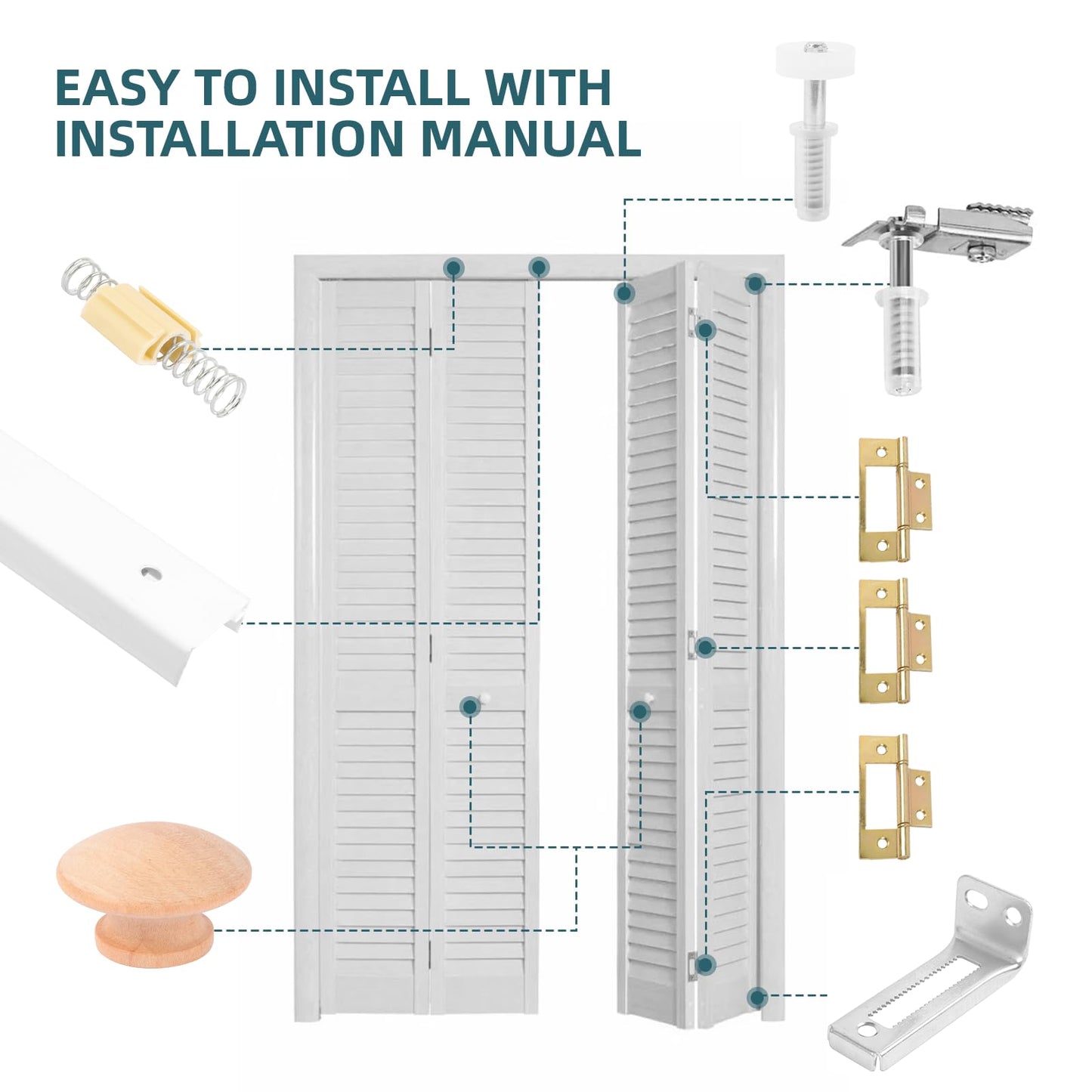 MVRPOWER Bifold Door Hardware with Track, 24 Inch Bi-fold Closet Door Track Kit with Installation Manual