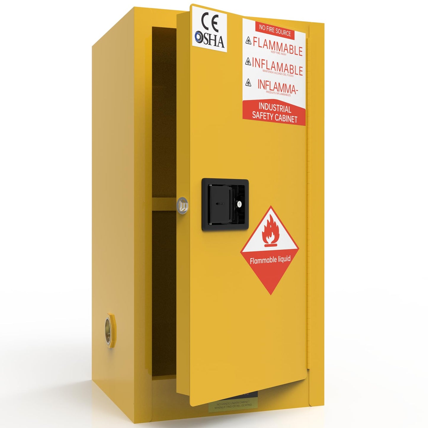 BLUEIAN 30 Gallon Flammable Storage Cabinet, 36" x 23" x 23" OSHA Fire Cabinet with ESD Grounding Cable, Stainless Steel Adjustable Shelf Flammable Safety Cabinet for Fireproof Chemical Storage