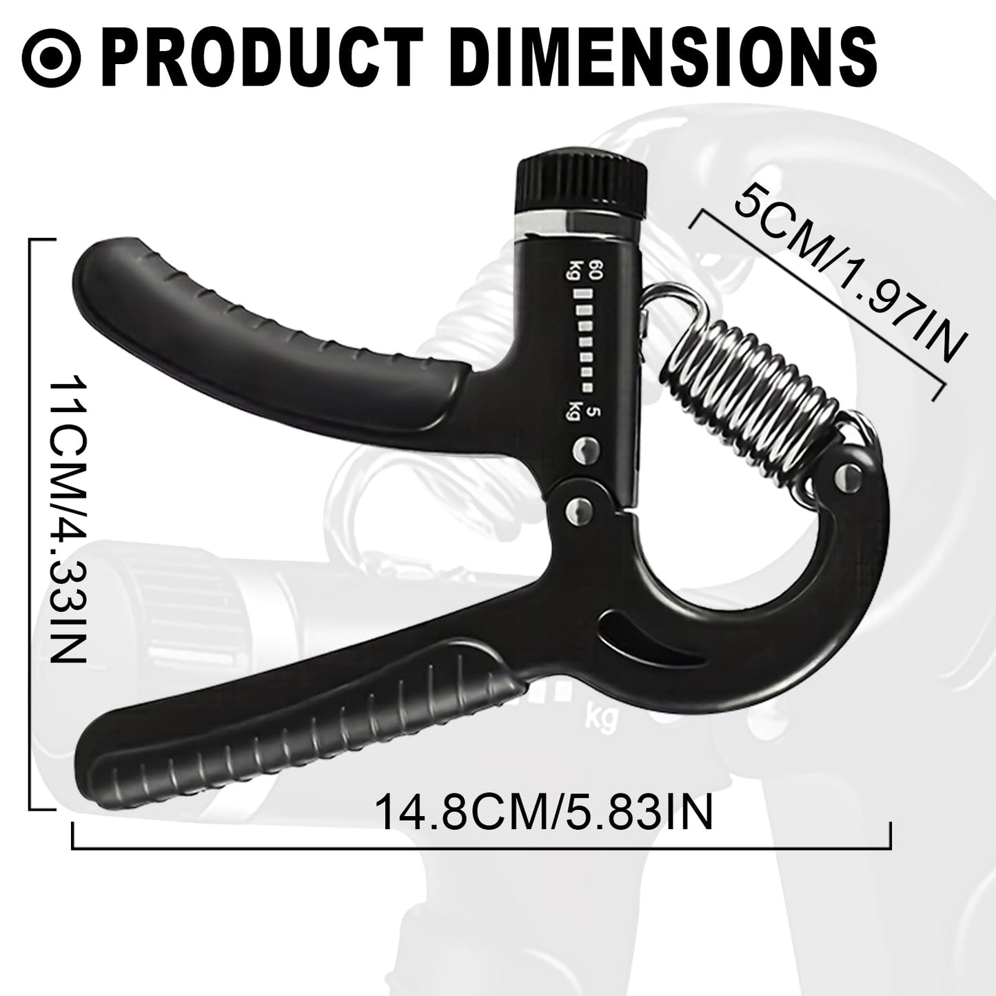 Grip Strength Trainer, Hand Grip Exerciser Strengthener with Adjustable Resistance 11-132 Lbs (5-60kg), Forearm Strengthener, Hand Exerciser for Muscle Building and Injury Recover