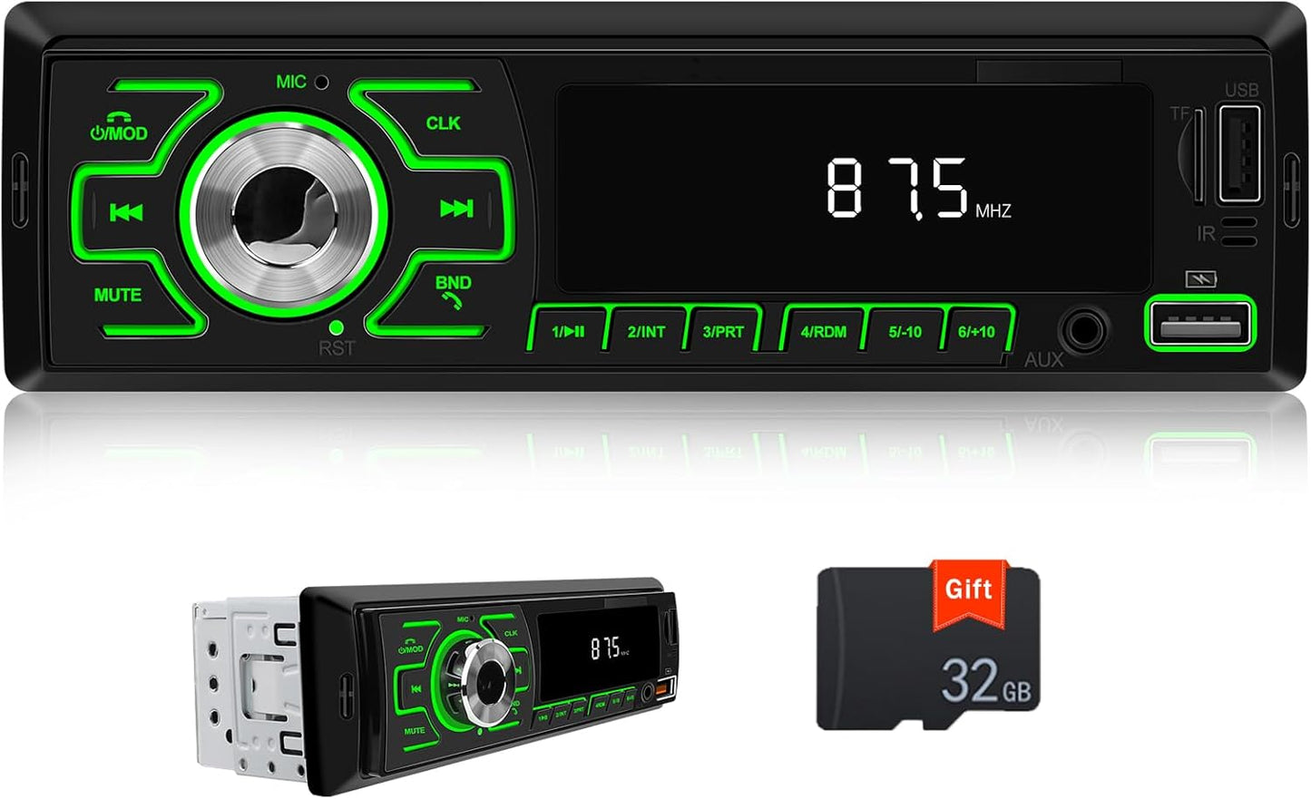 AMprime MP3 Location+32G Single Din Car Radio Stereo Digital Bluetooth Player Music Stereo Car Player