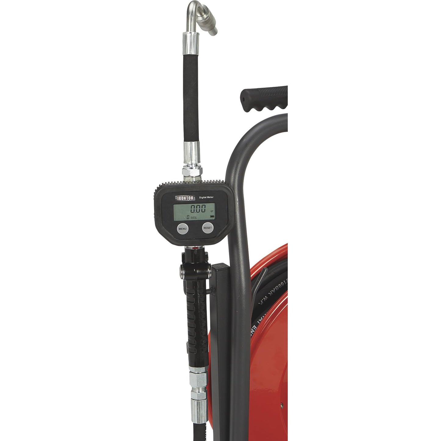 Ironton Mobile Oil Pump Kit, Air-Operated 5:1 Pneumatic Drum Pump with 3.7 GPM Flow, 50-Foot Retractable Hose Reel, Heavy-Duty Trolley Cart & Digital Control Valve Dispensing System