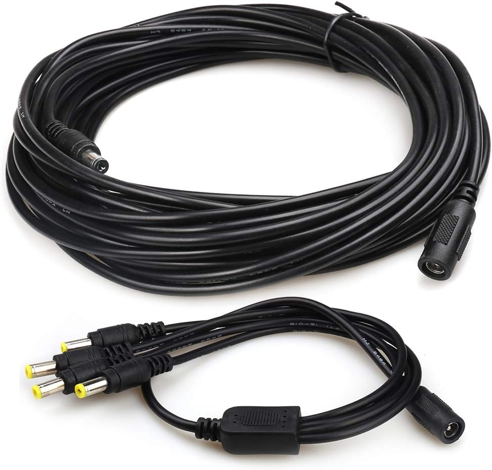 LEOU (26ft) 1 4 5.5mm 2.1mm Power Extension Cable for CCTV Surveillance Camera/IP Camra/DVR standalone/LED Light bar.