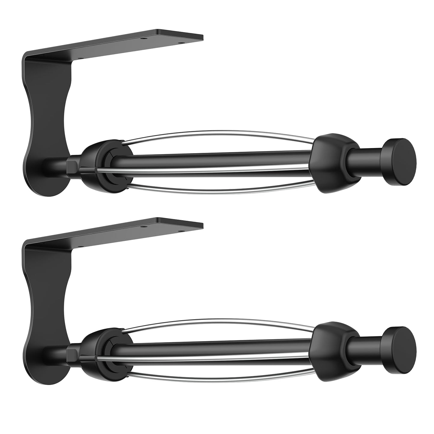 SetSail Paper Towel Holder Under Cabinet Easy Tear Wall Mount Self-Adhesive or Drilled for Kitchen Bathroom Black 2 Packs
