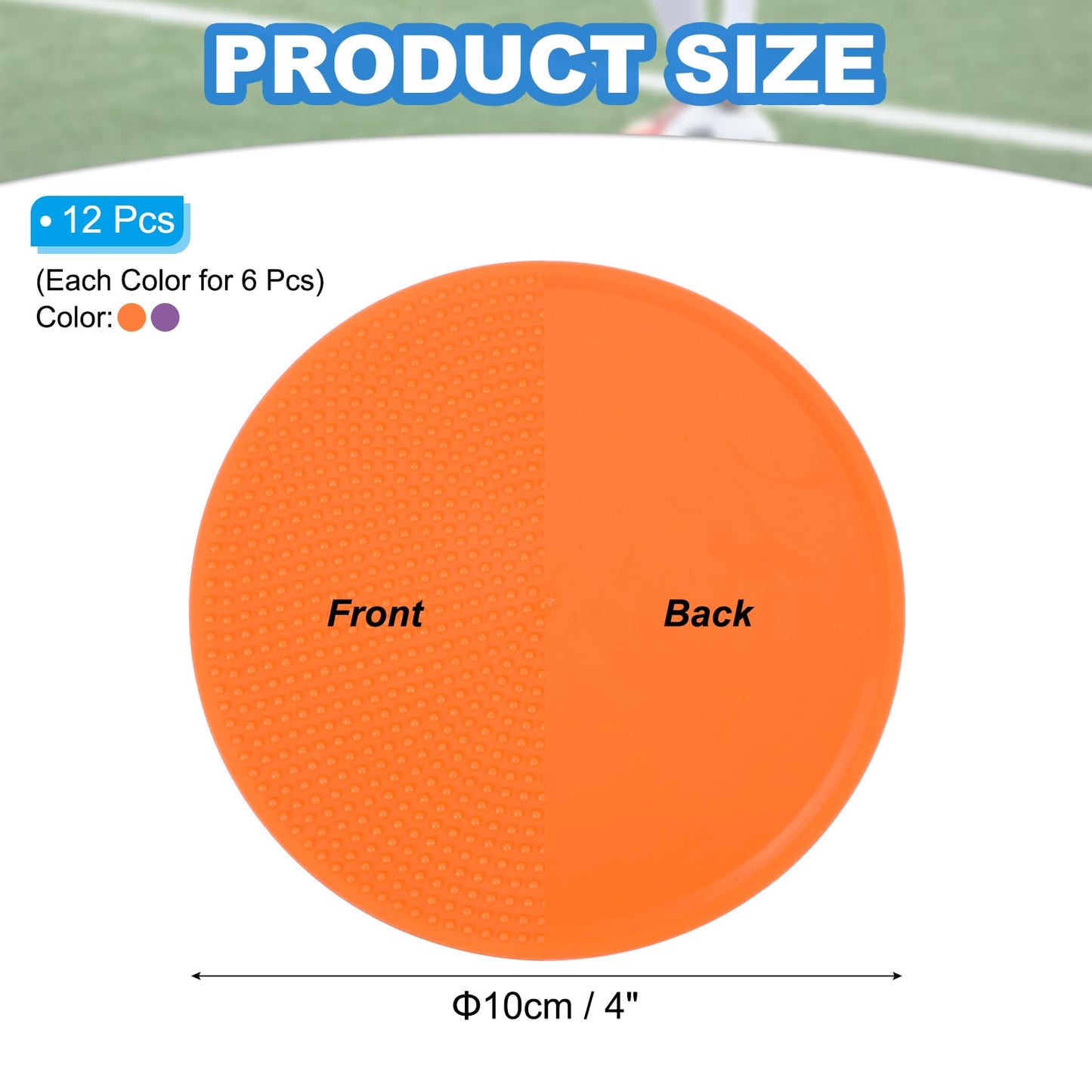 PATIKIL Spot Markers 4 Inch, 12 Pcs Non-Slip Floor Dots Agility Markers Flat Field Cones Poly Dots for Gym PE Speed Training Dance Soccer Basketball Sports, Orange/Purple
