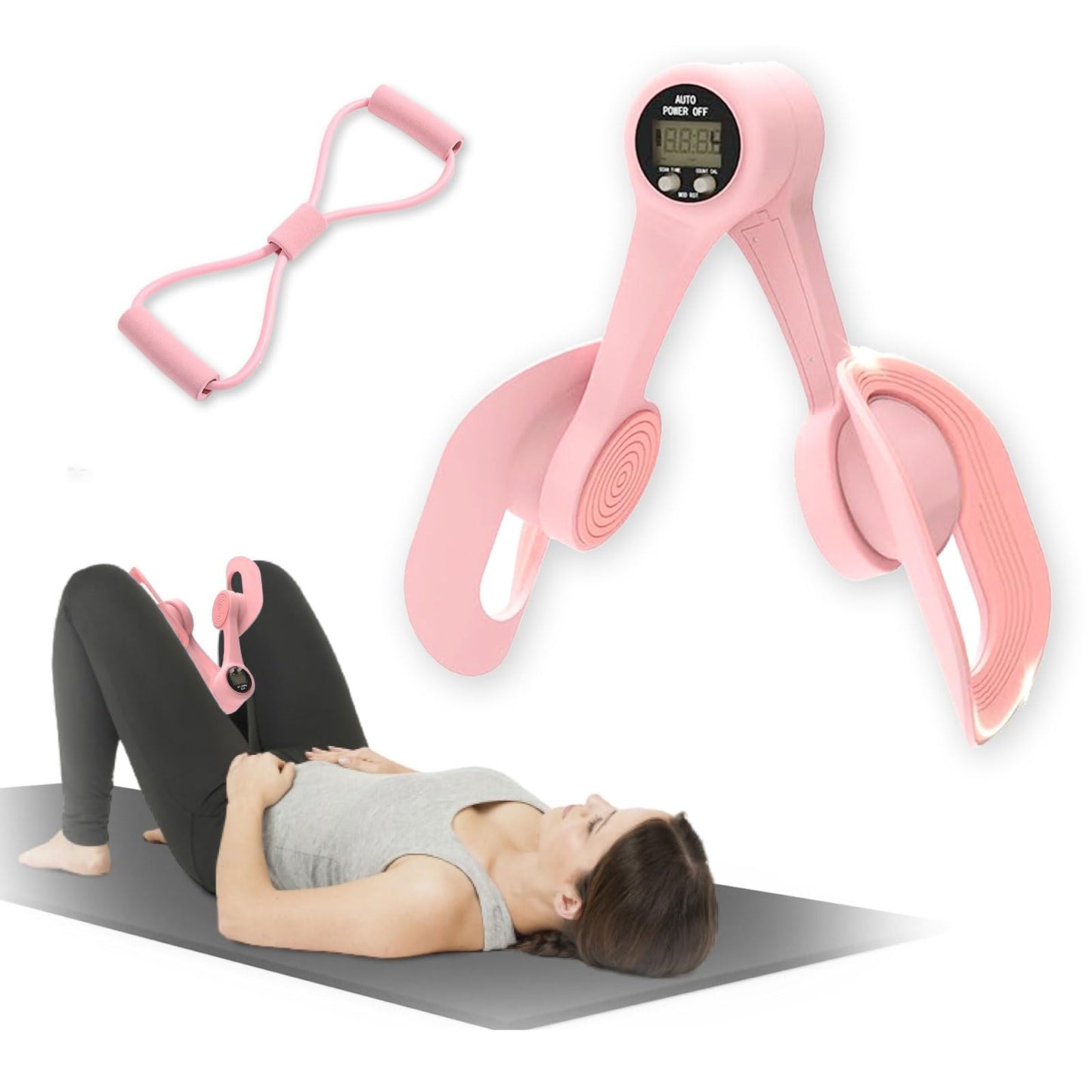 keeytaa Thigh Trainer,LED Exercise Counter, 360°Adjustable Pelvic Floor Muscle Trainer for Women - Inner Thigh Exerciser , Home/Office/Outdoors Fitness Equipment for Hip, Leg, Arm (Pink)