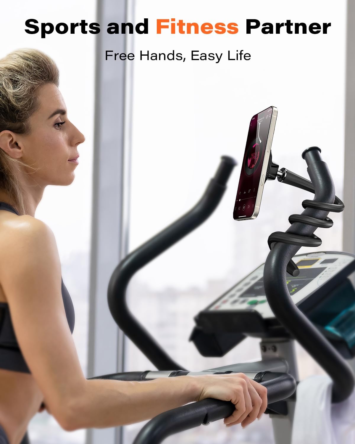 A2C Flexible Gooseneck Phone Holder for iPhone Magsafe, Long Arm Gym Magnetic Phone Holder for Treadmill Peloton