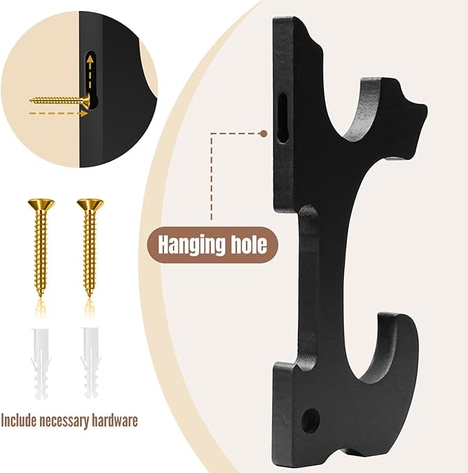 Eforlife 2/Set Sword Hook Wall Mount Samurai Sword Hanger Display Holder Adjustable for Katana Wakizashi Tanto Genji Sword Weapon Rack