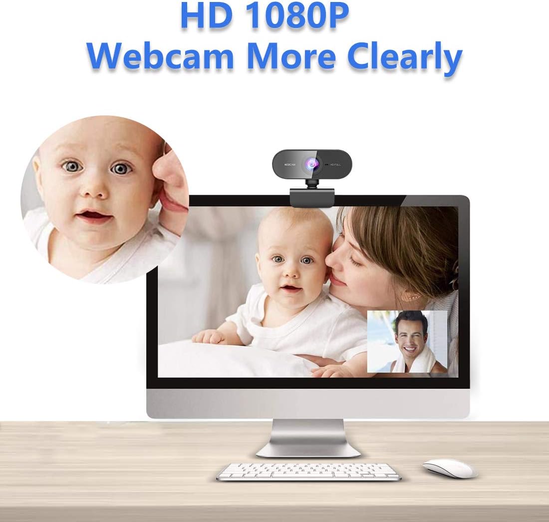 QMKKX 1080P Webcam for pc with Microphone,Full Hd Streaming Web Cam for Mac Laptop, USB External Computer Camera