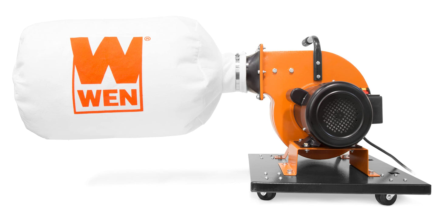 WEN Woodworking Dust Collector, 7.4-Amp Induction Motor with 15-Gallon Bag, Mobile Base, and Optional Wall Mount (DC3474)