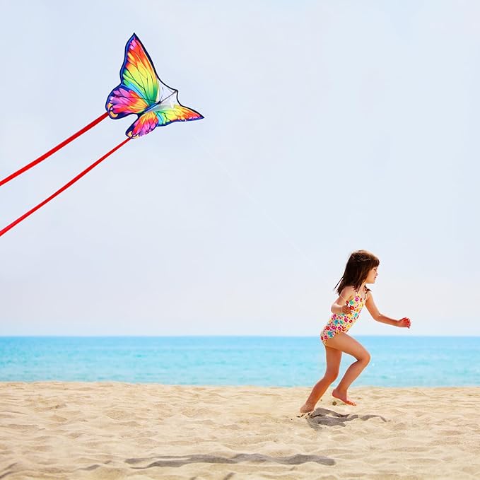 Butterfly Kites for Kids & Adults, Easy to Fly Design with Long Tail for Stability, for Kids Ages 4-8 & Beginners, Beach & Park Use | Family Outdoor Fun