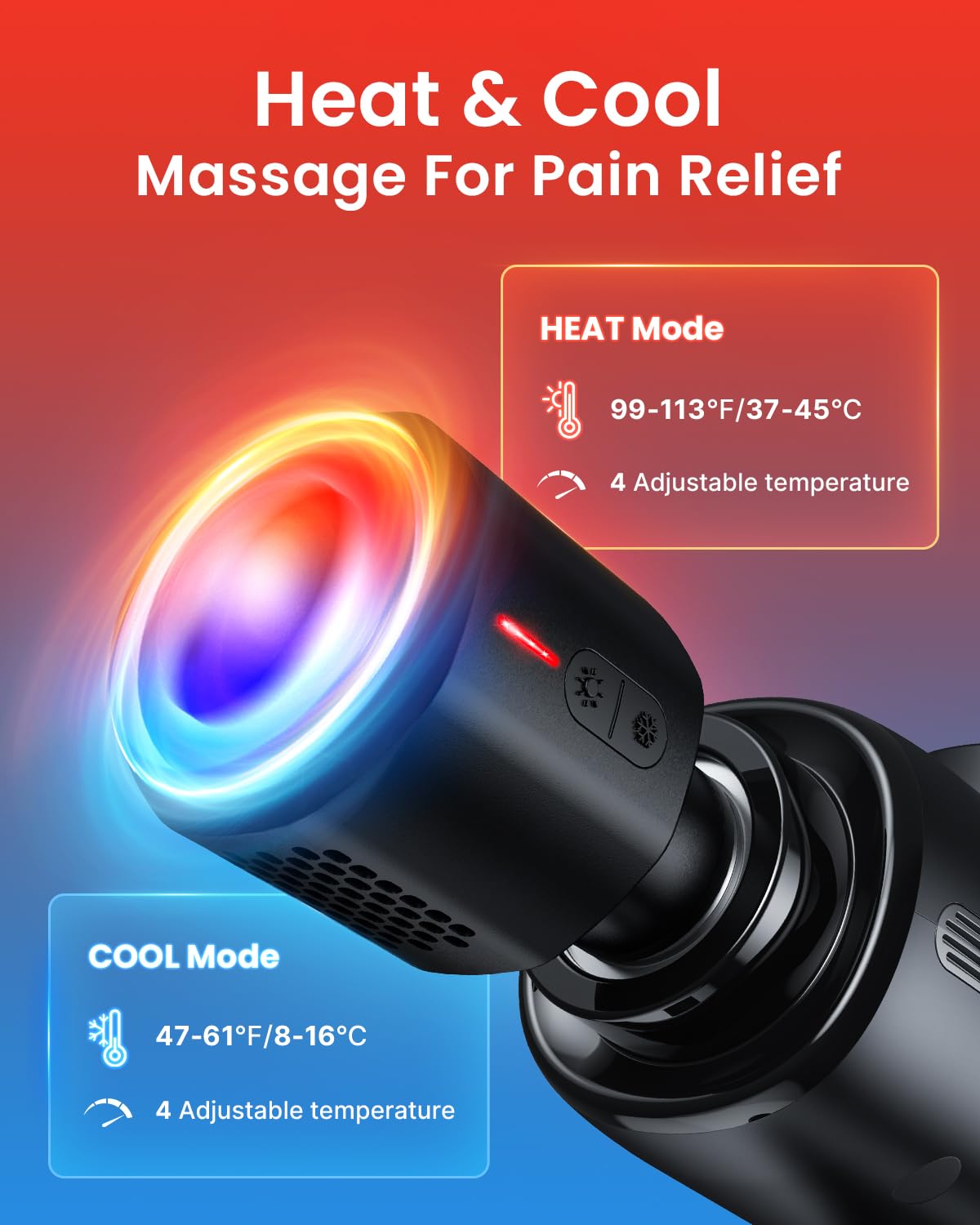 RENPHO Active Thermacool Deluxe Massage Gun Deep Tissue with Charging Stand, Fathers Day Dad Gifts Handheld Back Massager with Heat and Cold, Percussion Body Muscle Masajeador for Athletes Pain Relief