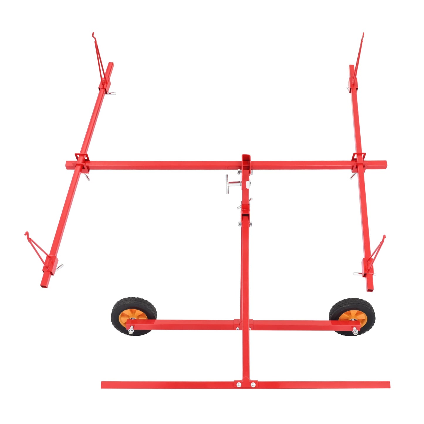 ALMULOO Paint Stand Rotating Auto Panel Repair Stand Universal Folding Vehicle Parts Holder w/Adjustable Hooks Mobile Casters Steel Red Powder Coated