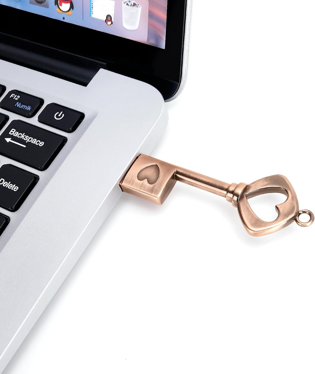 BORLTER CLAMP 64GB BorlterClamp USB Flash Drive Cute Memory Stick Heart Key Shaped Thumb Drive with Gift Box