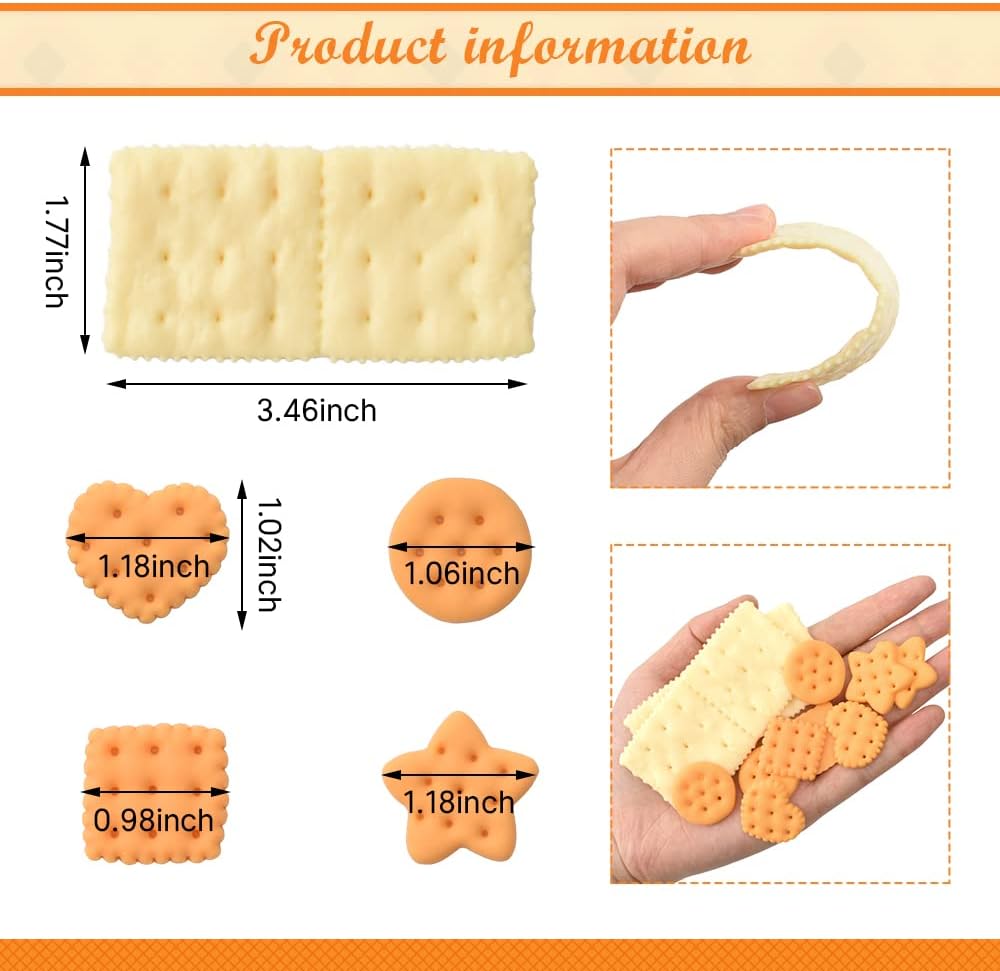 20Pcs 5 Fake Cookies, Styles Artificial Biscuits Simulation Realistic Dessert Crackers Food for Home Kitchen Shop