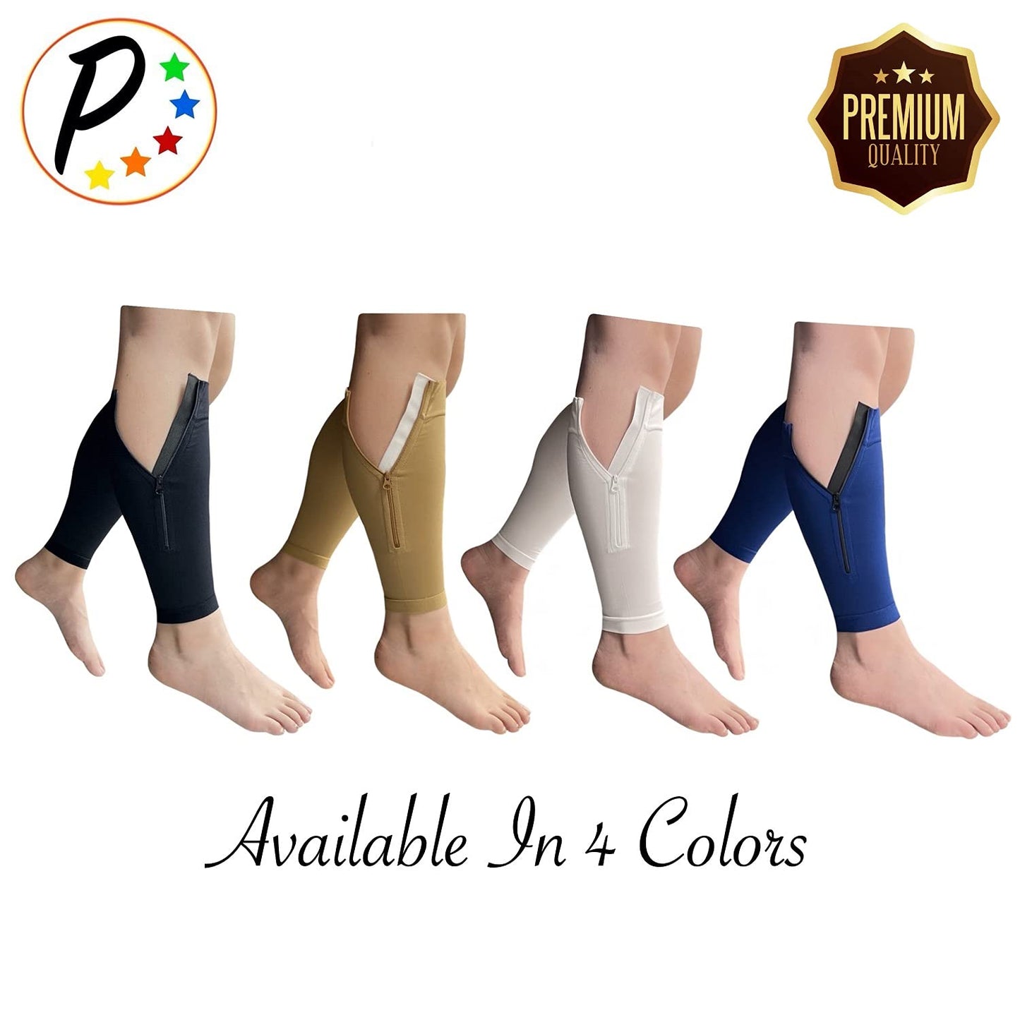 Presadee Shin Premium 20-30 mmHg Firm Compression Leg Calf Sleeve With Zipper (Black, L/XL)