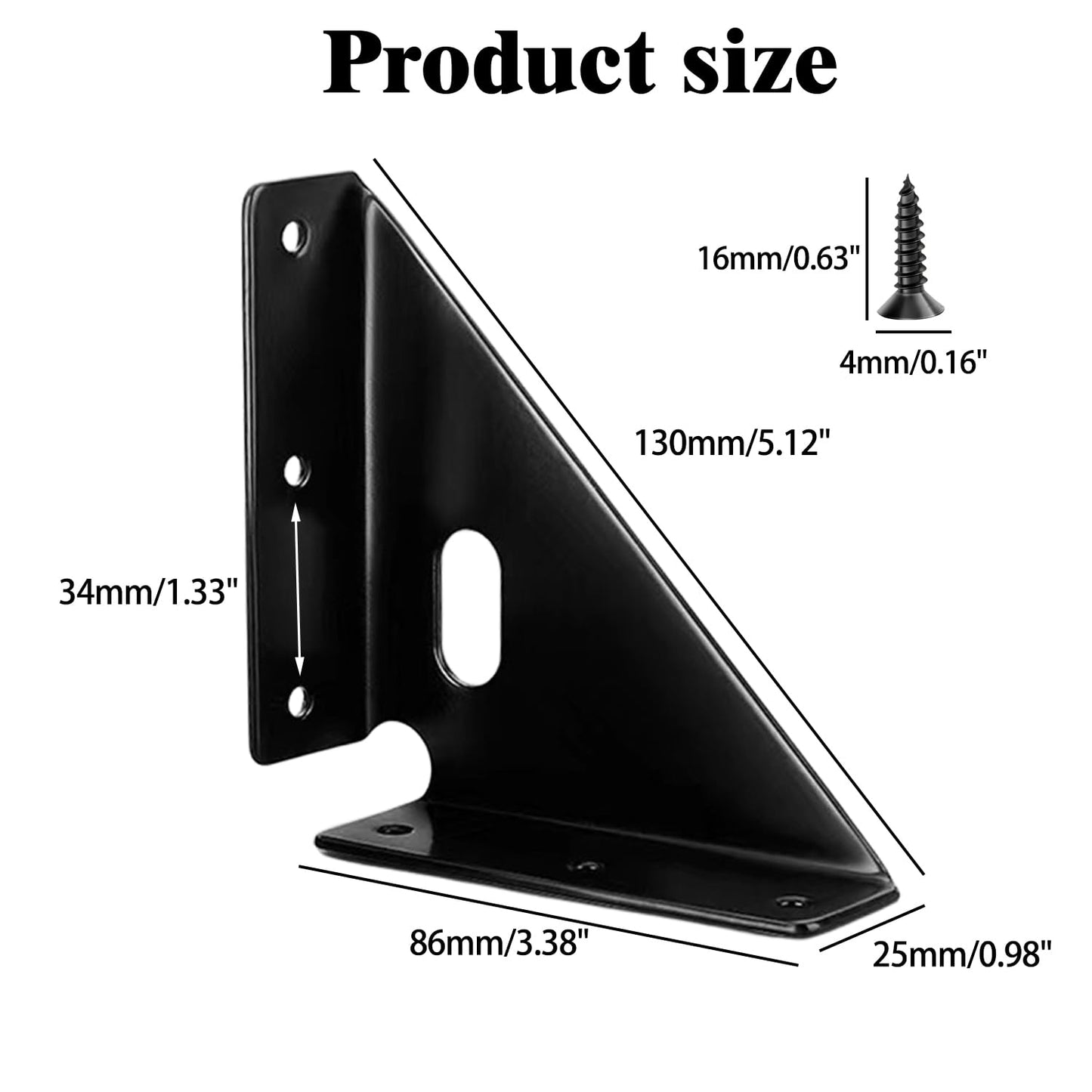 L&M Heavy Duty Gusset Joints 4 Pcs, Trapezi Corner Code, Bracket Corner Brace Bracket Fasteners, Furniture Shelf Support Joint Fasteners for Table, Chair Cabinet Bed Stabilization (Black)