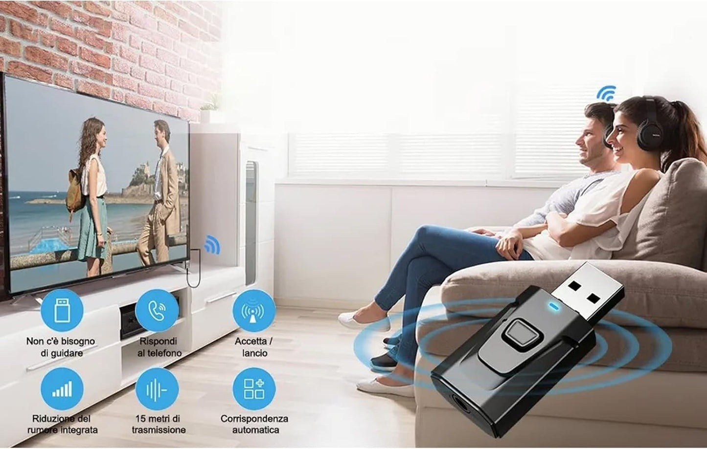 GAHQB 5.0 USB Bluetooth Transmitter for TV with Clear Sound Quality Plug and Play Stable, Bluetooth Adapter