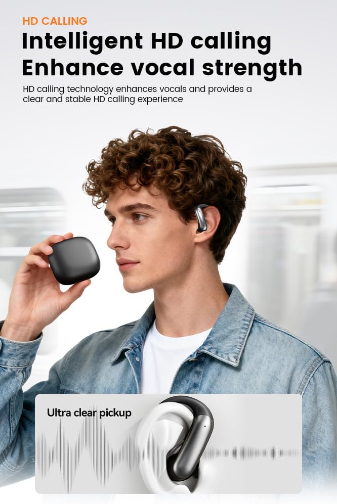 CuiSuto 60H Open Ear Buds Wireless Earbuds Bluetooth Headphones with Playtime LED Display Case, Over the Earbuds