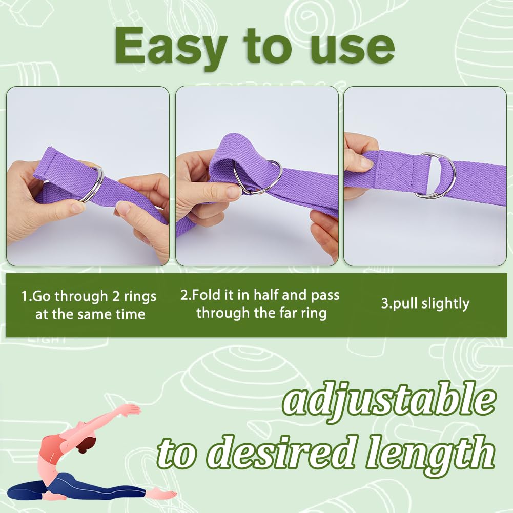 SUPERFINDINGS 6Pcs Yoga Strap for Stretching 5.94 Ft Yoga Exercise Adjustable Straps Bands Exercise Adjustable Strap with Adjustable D-Ring Buckle for Pilates Physical Therapy Dance Gym Workouts