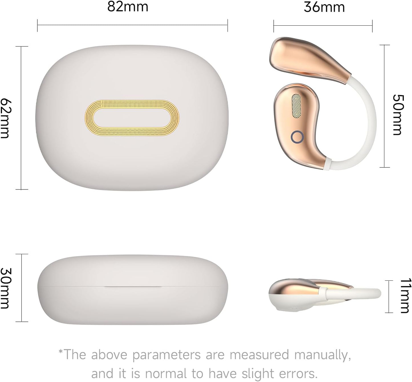 YYFEIDBFEO 5.4 IPX7 Open Ear Earbuds, Wireless Bluetooth Headphones, Stereo Sound Waterproof with Ergonomic Earhook