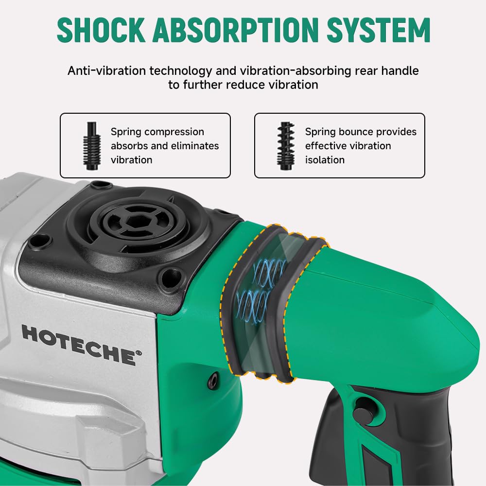 Hoteche 1500W SDS Max Electric Demolition Jack Hammer for Concrete Drilling with Drill Bit, Chisel and Carrying Case