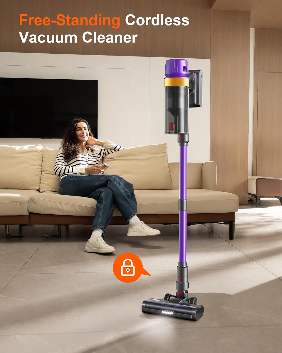Skiennix Cordless Vacuum Cleaner - 620W Power, 75 Min Runtime, LED Display, 1.8L Dust Cup | Ideal for Pet Hair & Hardwood Floors