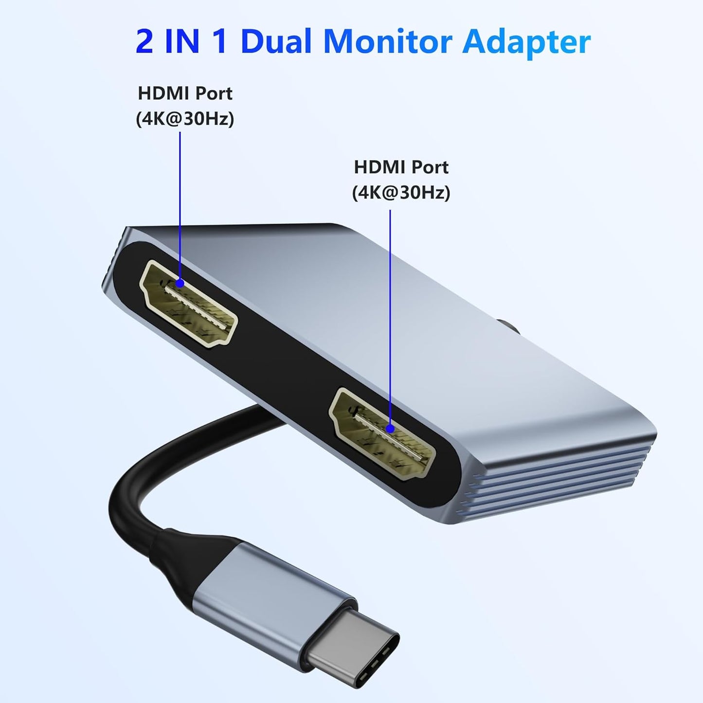 Closs 2 4K@60Hz 4K@30Hz. USB C to Dual HDMI Adapter, Docking Station Dual Monitor, Type C to HDMI Splitter