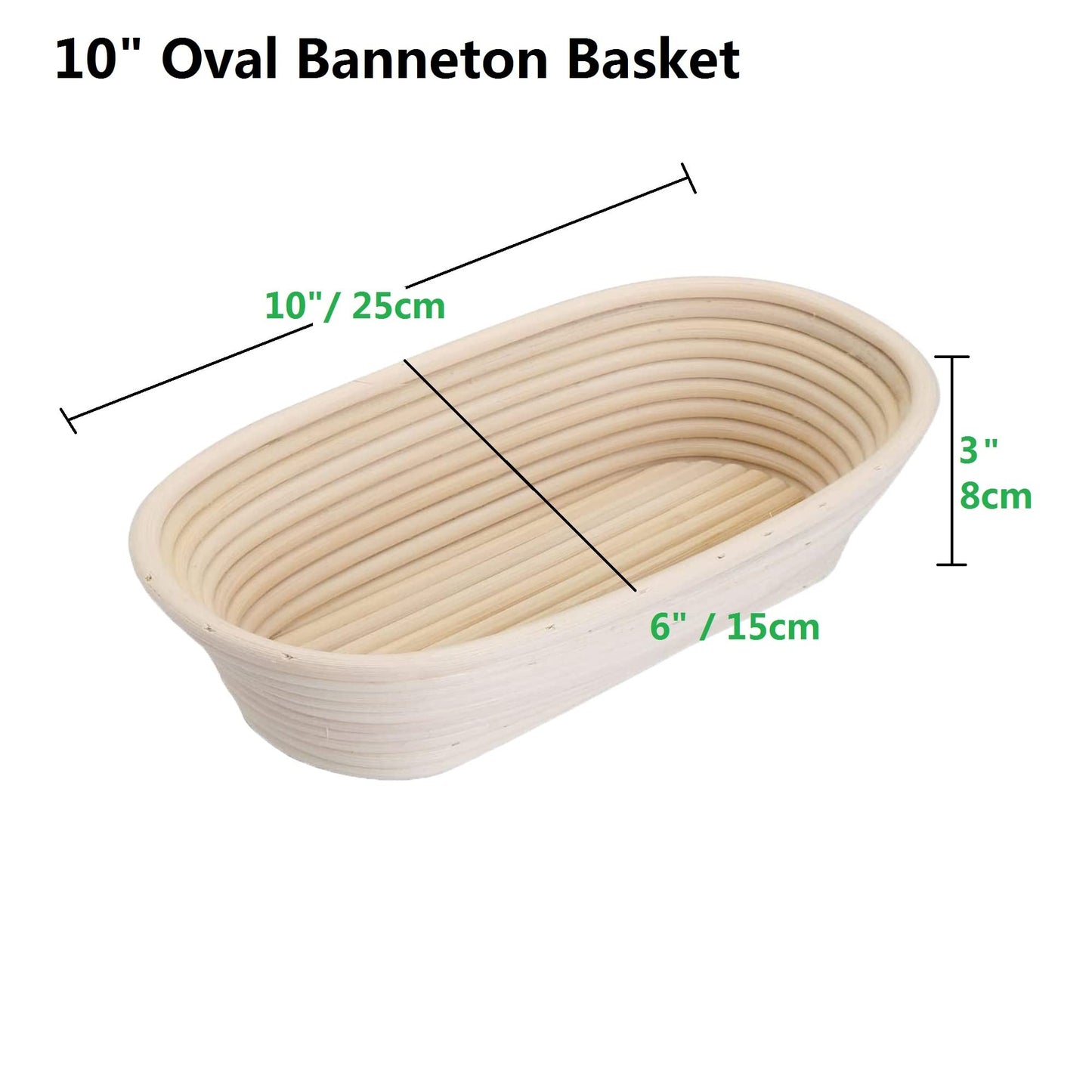2 Pack 10 Inch Oval Bread Proofing Basket,Banneton Basket Bread Baking Bowl with Linen Liner Cloth, for Professional & Home Bakers Baking