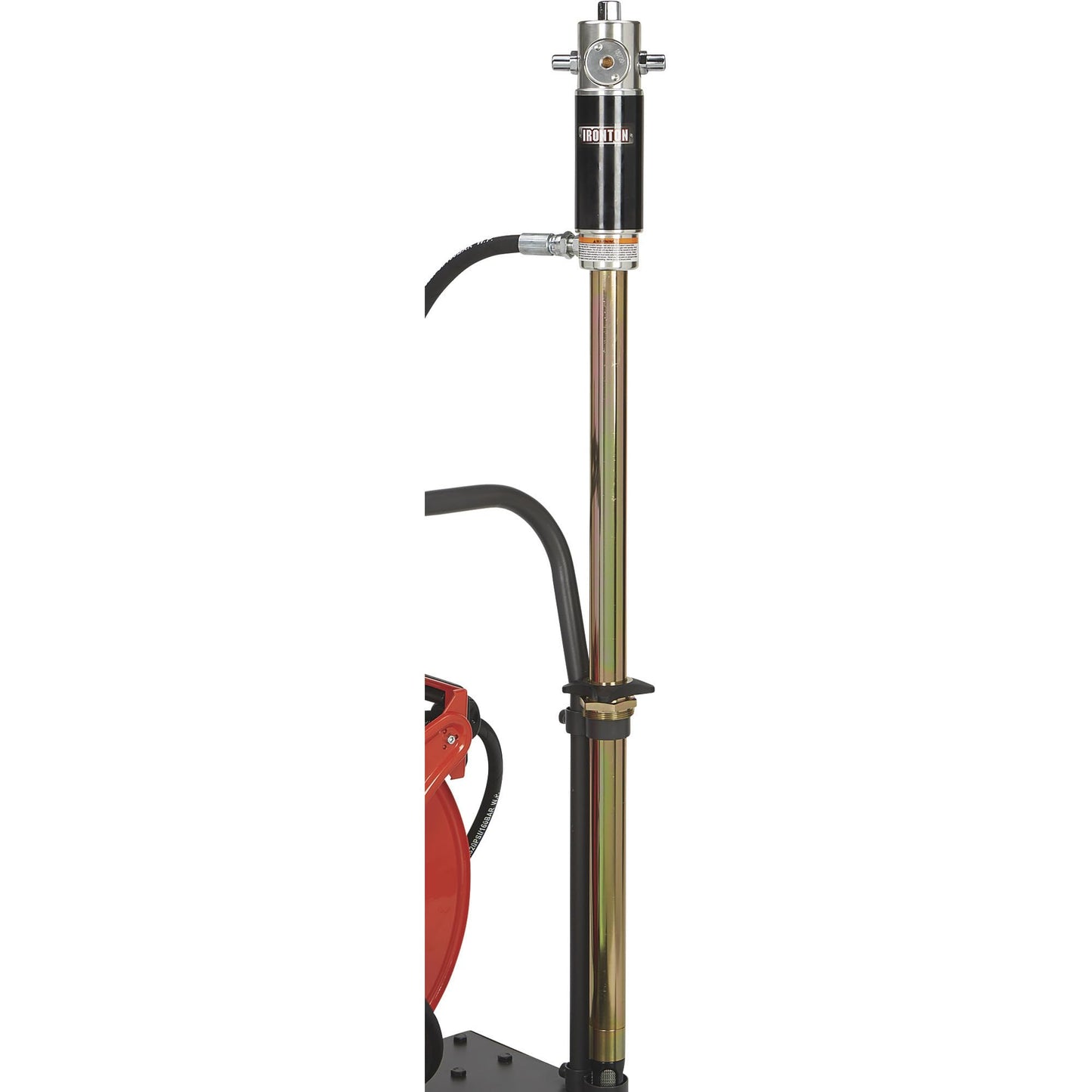 Ironton Mobile Oil Pump Kit, Air-Operated 5:1 Pneumatic Drum Pump with 3.7 GPM Flow, 50-Foot Retractable Hose Reel, Heavy-Duty Trolley Cart & Digital Control Valve Dispensing System