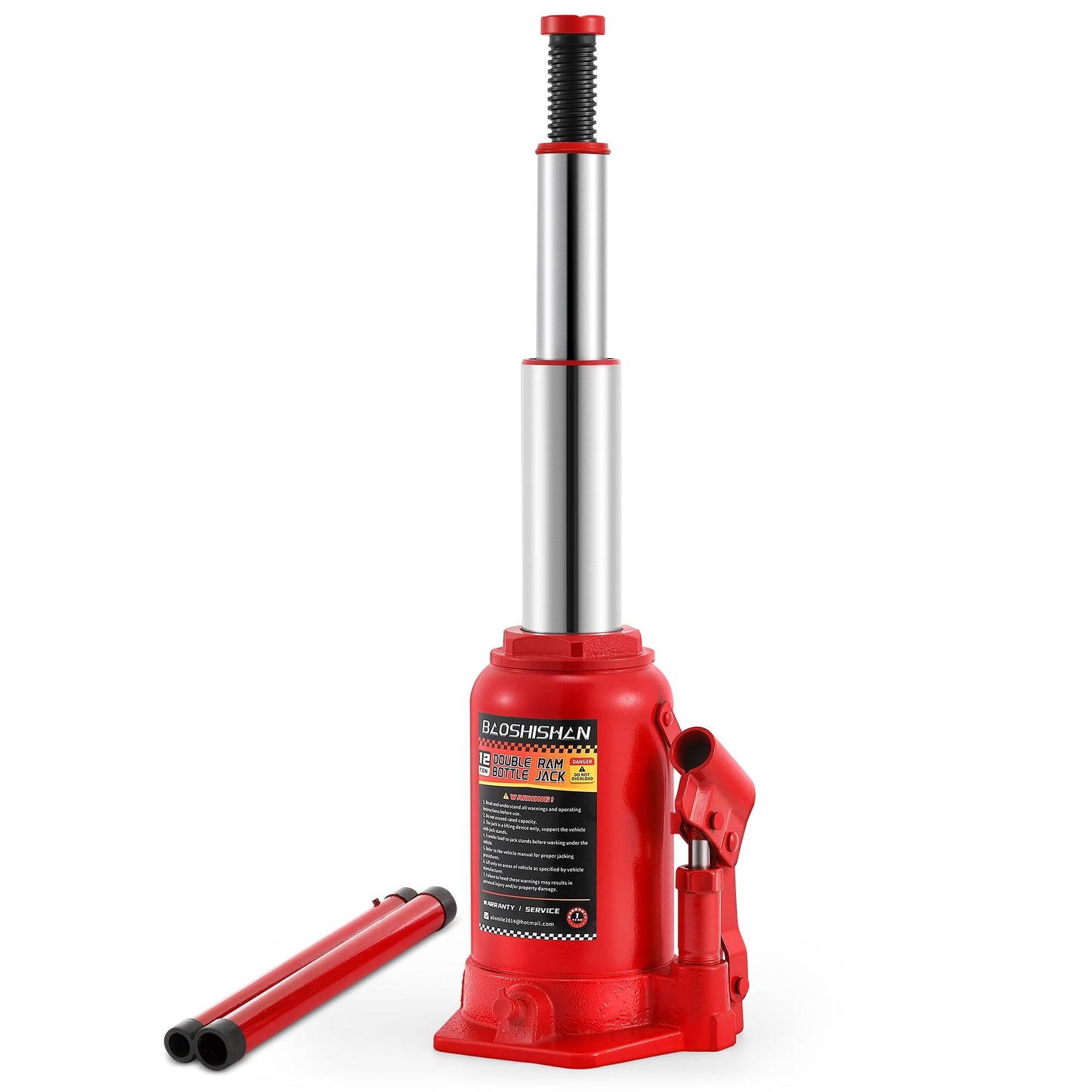 BAOSHISHAN Double Ram Bottle Jack Portable Hydraulic Bottle Jack (12 Ton Without Case)