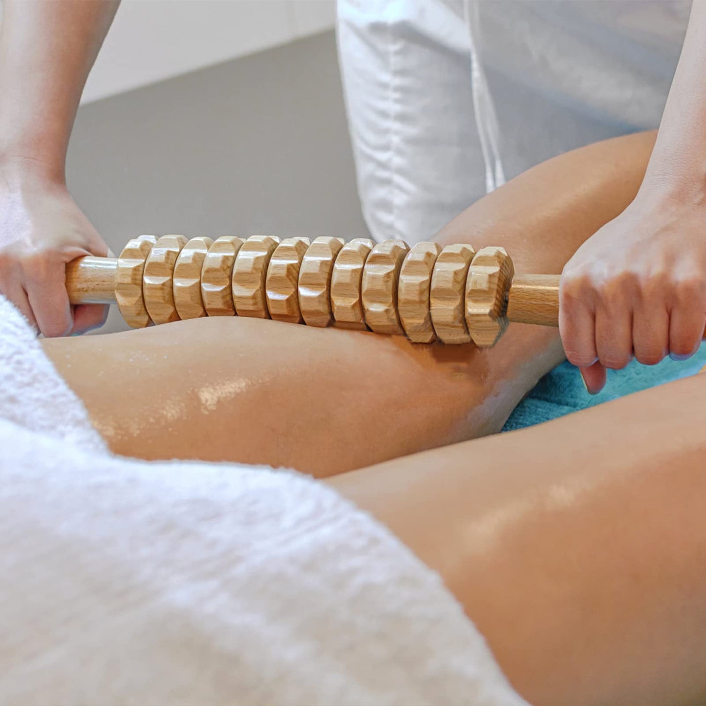 DAOZWUBGIH Curved Wood Therapy Massage Roller Tools,Lymphatic Drainage, Cellulite Massage & Wooden Muscle Roller Stick for Waist and Thigh, Stomach Rolling Massager Tool （with White Box）