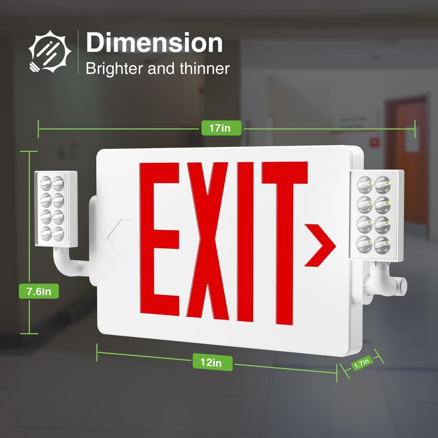 FREELICHT 6 Pack LED Double-Sided Exit Sign with Emergency Lights, Adjustable LED Emergency Exit Lights with Battery Backup, Hard Wired, UL Certified, AC 120/277V