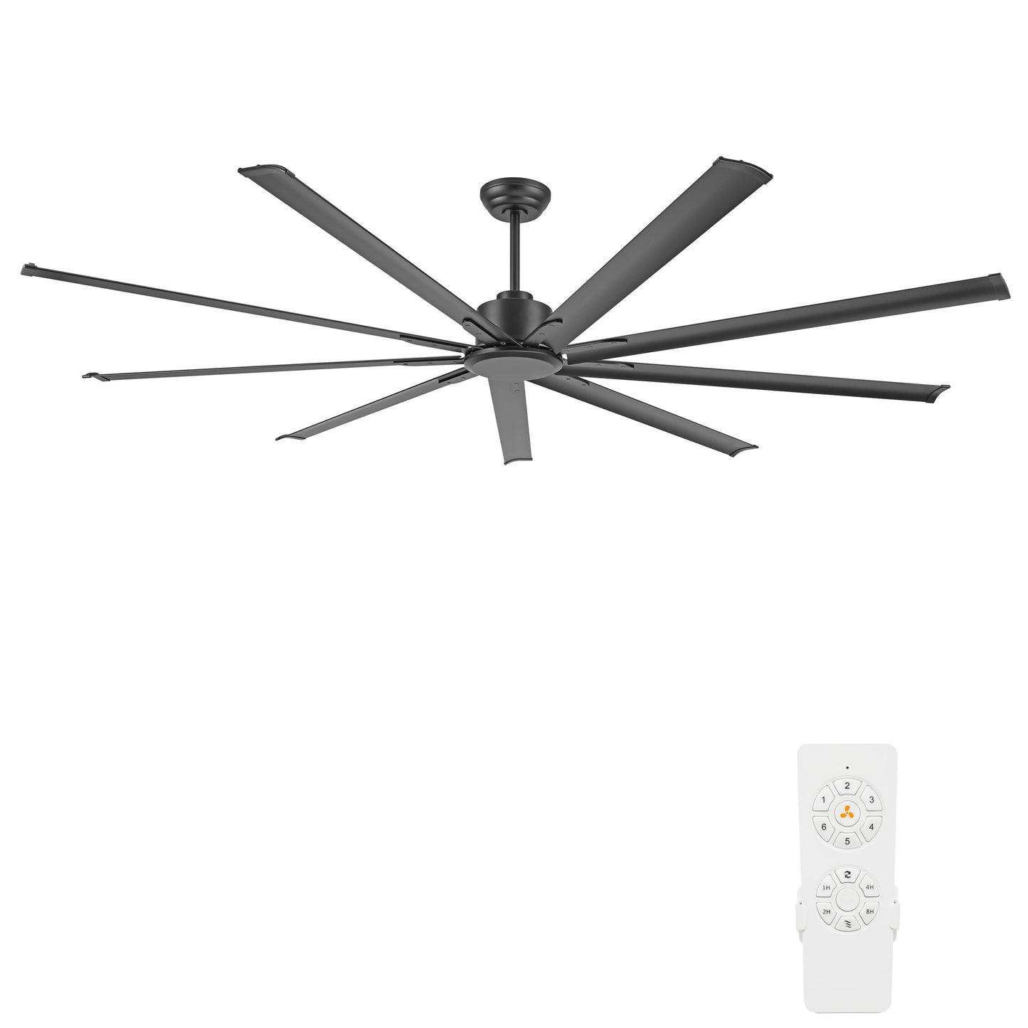 WINGBO Black Industrial Ceiling Fan No Light 120", 9 Aluminum Blades, 6 Speed Remote Control, Reversible DC Motor, for Home and Commercial Use, Living Room/Shop/Warehouse