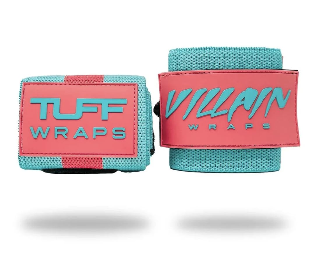 Villain 16" Wrist Wraps for Weightlifting & Powerlifting – Adjustable Support Straps for Men and Women – Ideal for Strength Training, CrossFit, Bodybuilding – Durable Comfort to Eliminate Wrist Pain - Pink Teal