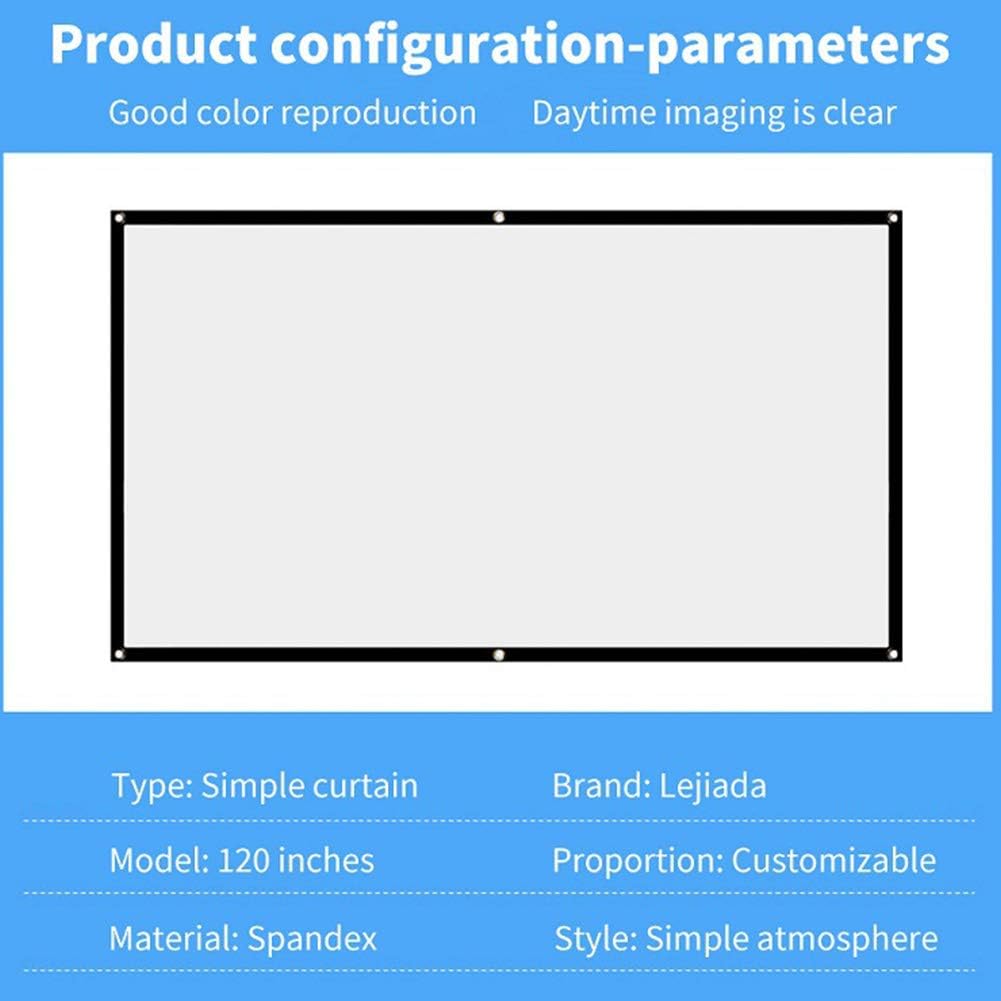 StepOK 16:9 60"|72"|84"|100"|120"|150" Projector Screen, White Projector Screen, No Crease Home Theater Foldable