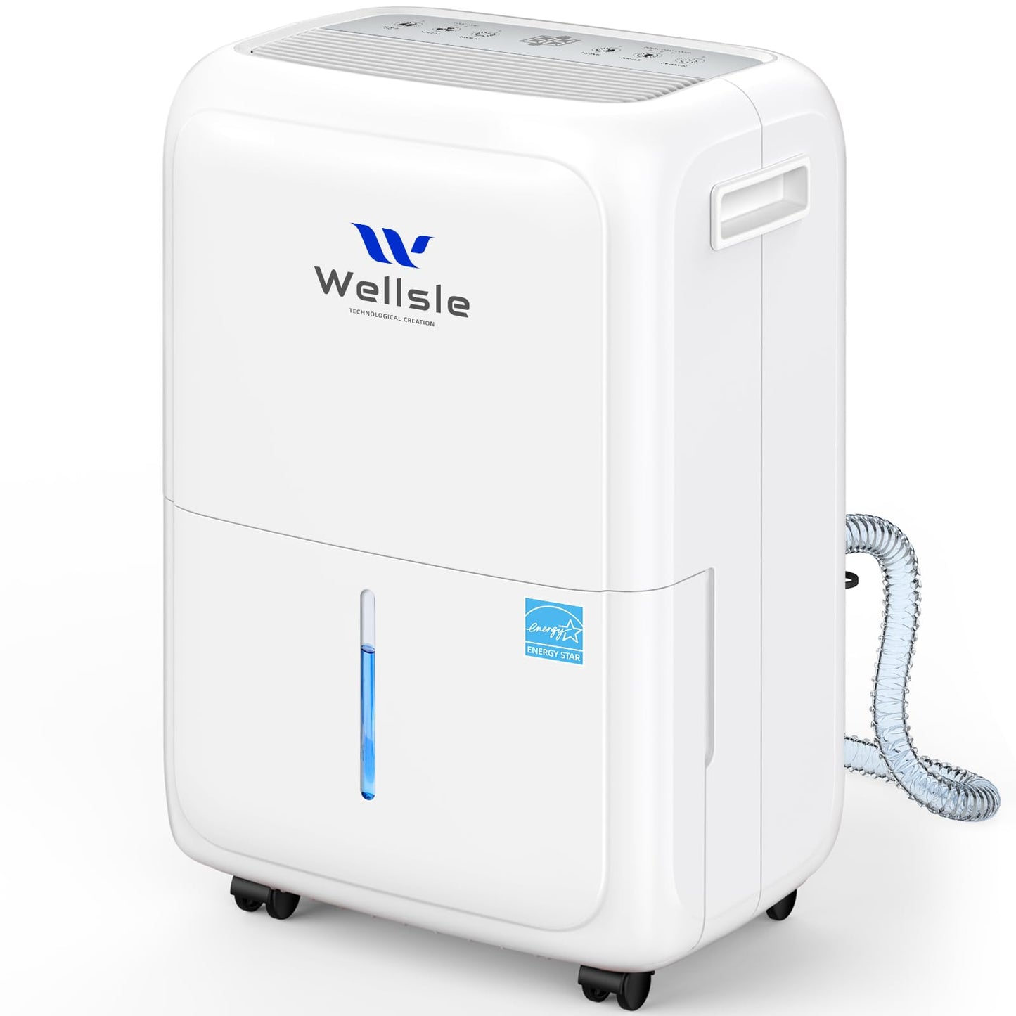 Wellsle Energy Star Certified 52 Pint Dehumidifier for Home and Basement, Portable Dehumidifier with Drain Hose and 1.59 Gal Water Tank, Quiet Dehumidifiers for Bedroom, Living Room, Garage.