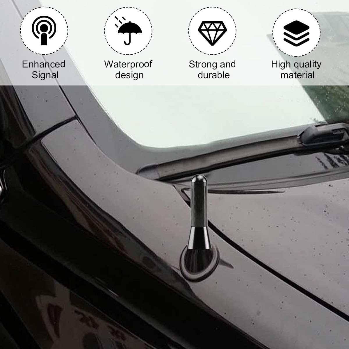 KVAEY 1.37" 4 2 1.37 Inch) Car Short Antenna, Stubby Aluminum Aerial Antenna with Screws & Rubber Gaskets, Shorty
