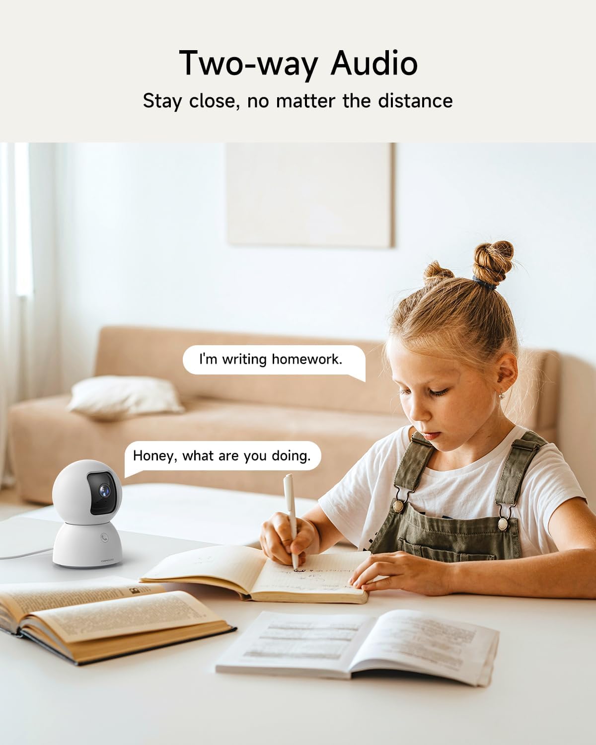 CINMOORE 3K 360 2-Way 2.4GHz 5GHz 64GB Smart Indoor Dome Security Camera with AI Human/Pet/Facial Detection, Pan-Tilt